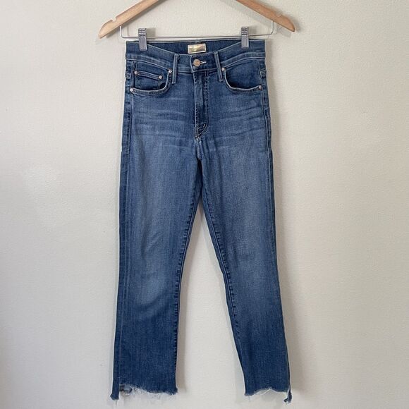 MOTHER Denim - Mother Insider Crop Step Fray Girl Crush Denim Blue Jeans Women’s 25 *FLAWED